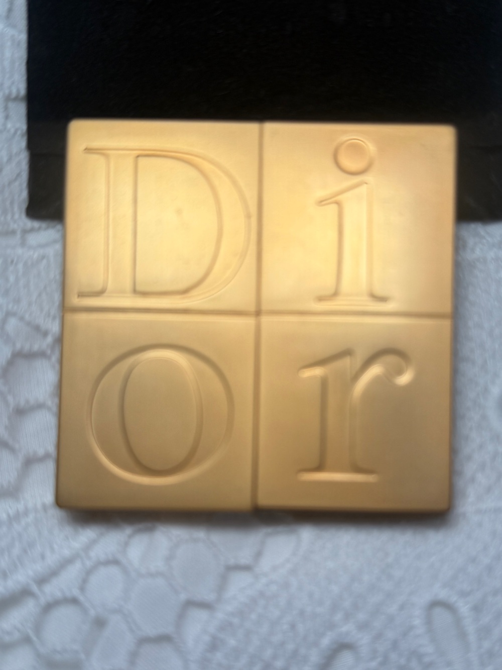 Vintage Dior Gold Embossed Logo compact mirror